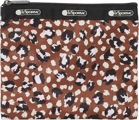حقيبة كروس فاخرة للاستخدام اليومي من LeSportsac Connect The Spots + حقيبة مستحضرات تجميل، طراز 7507/لون F465، رسومات حيوانات مرقطة باللون الأسود والأبيض والبني حديثة وغريبة: الفهود والفهود والقطط والدلماسيين+ in Saudi Arabia