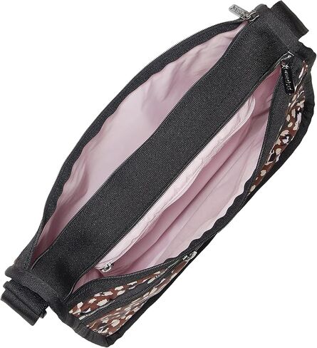 حقيبة كروس فاخرة للاستخدام اليومي من LeSportsac Connect The Spots + حقيبة مستحضرات تجميل، طراز 7507/لون F465، رسومات حيوانات مرقطة باللون الأسود والأبيض والبني حديثة وغريبة: الفهود والفهود والقطط والدلماسيين+ in Saudi Arabia