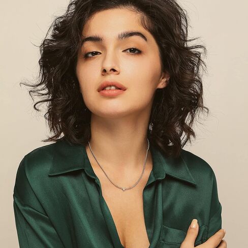 زهر وهوى الكوبي تشيكوسلوفاكيا قلادة سوليتير | سلسلة ربط مسطحة | مجموعة إطار واحد حجر زركونيا مكعب | 16.5 بوصة + 2 بوصة in Kuwait