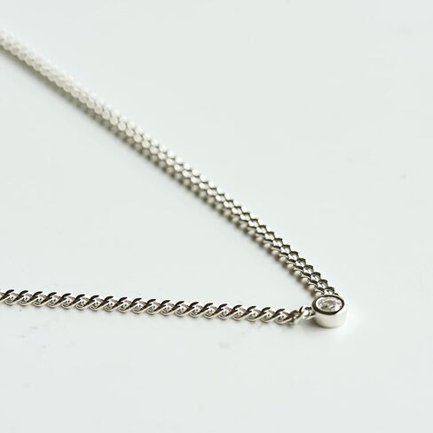 زهر وهوى الكوبي تشيكوسلوفاكيا قلادة سوليتير | سلسلة ربط مسطحة | مجموعة إطار واحد حجر زركونيا مكعب | 16.5 بوصة + 2 بوصة in Kuwait