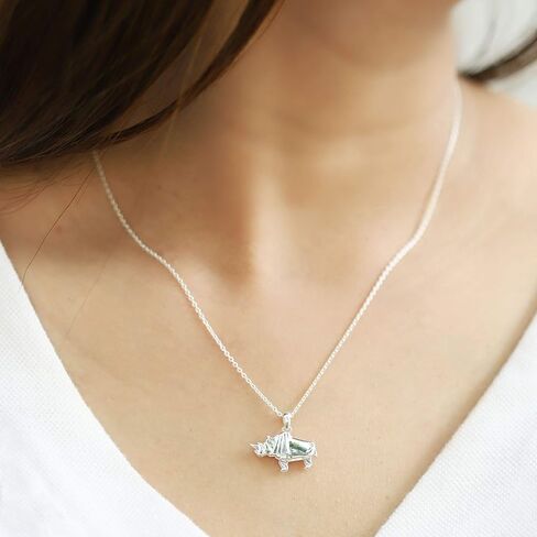 Boma Jewelry Sterling Silver Origami Rhinoceros Pendant Necklace, 18 Inches in Saudi Arabia