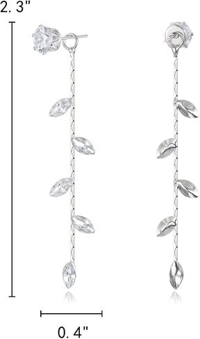 EleQueen Women's Cubic Zirconia Marquise/Leaf Vine/Rhombus Crystal Simulated Pear Chain Dangle Earrings for Wedding Party Prom in Saudi Arabia