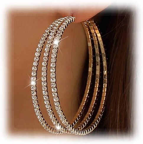 YERTTER Vintage Circle Hoop Dangle Earrings Crystal Rhinestone Round Drop Earrings Tassel Earrings Women Statement Earrings for Wedding Women Brides in Kuwait