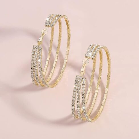 YERTTER Vintage Circle Hoop Dangle Earrings Crystal Rhinestone Round Drop Earrings Tassel Earrings Women Statement Earrings for Wedding Women Brides in Kuwait