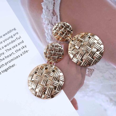Andelaisi Boho القرص عملة انخفاض الأقراط الذهب جولة القرص تتدلى الأقراط خمر مطروق عملة ترصيع الأقراط فاسق مبالغ فيها ماتي عملة أقراط مجوهرات للنساء والفتيات in Saudi Arabia