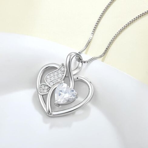 Butterfly Necklace 925 Sterling Silver Love Heart Pendant with Birthstone, Jewelry Gift for Woman Mother Mom Wife Her Girlfriend Girl in Saudi Arabia