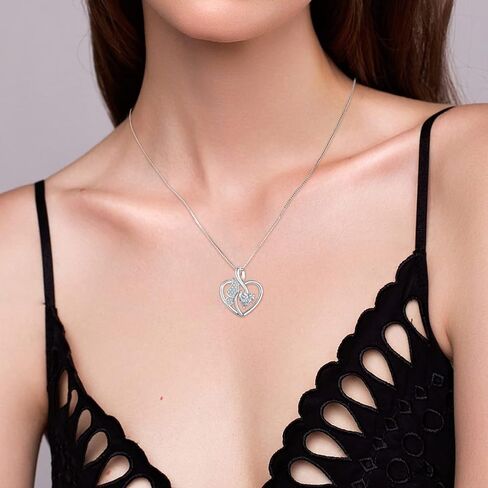 Butterfly Necklace 925 Sterling Silver Love Heart Pendant with Birthstone, Jewelry Gift for Woman Mother Mom Wife Her Girlfriend Girl in Saudi Arabia