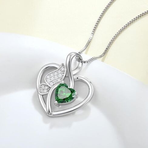 Butterfly Necklace 925 Sterling Silver Love Heart Pendant with Birthstone, Jewelry Gift for Woman Mother Mom Wife Her Girlfriend Girl in Saudi Arabia