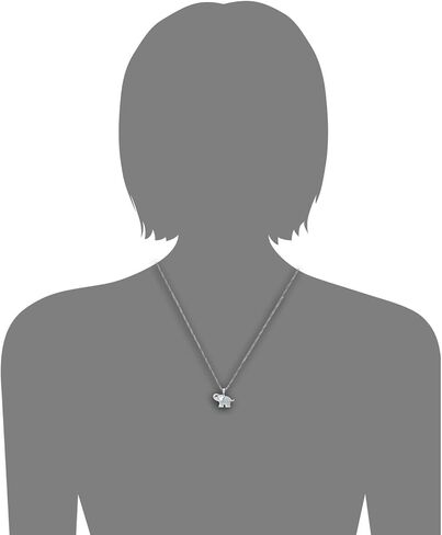 Sterling Silver 1/10cttw Natural Round-Cut Diamond (J-K Color, I2-I3 Clarity) Elephant Pendant-Necklace,18" in Kuwait