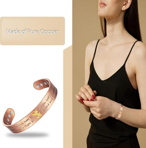 Wollet Magentic Copper Bracelet for Women Men,Christian Vintage Magentic Copper Bracelet Cuff,Adjustable Magnetic Bangles with Copper Bracelet Christmas Gift in Saudi Arabia