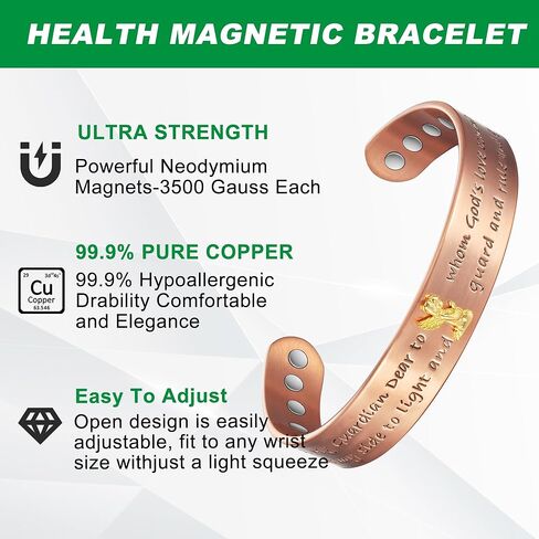 Wollet Magentic Copper Bracelet for Women Men,Christian Vintage Magentic Copper Bracelet Cuff,Adjustable Magnetic Bangles with Copper Bracelet Christmas Gift in Saudi Arabia