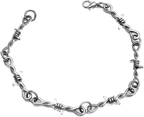 Punk Thorns Bracelet for Men Women Metal Chain Gothic Necklace Hiphop Rock Jewelry Gift - Black in Kuwait