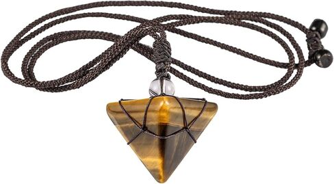 قلادة هرم كريستال للنساء والرجال مع حبل نايلون قابل للتعديل، بندول قلادة من حجر الشفاء من أجل موازنة شقرا التأمل والعرافة in Kuwait
