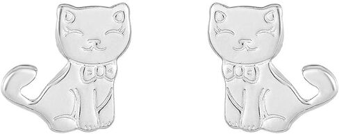 Mystigold Cat Stud Earrings 925 Sterling Silver Plated Rhodium and 18K Gold Plated I Hypoallergenic Earrings I Cute adorable cat earrings I Gift for Cat Lovers I Proud cat mom earrings I Stud earrings for teen girls I Animal Jewelry Gift for Women in Saudi Arabia