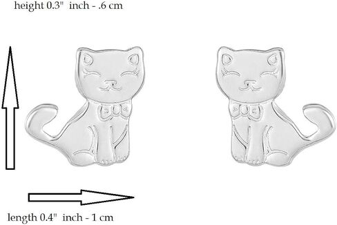 Mystigold Cat Stud Earrings 925 Sterling Silver Plated Rhodium and 18K Gold Plated I Hypoallergenic Earrings I Cute adorable cat earrings I Gift for Cat Lovers I Proud cat mom earrings I Stud earrings for teen girls I Animal Jewelry Gift for Women in Saudi Arabia