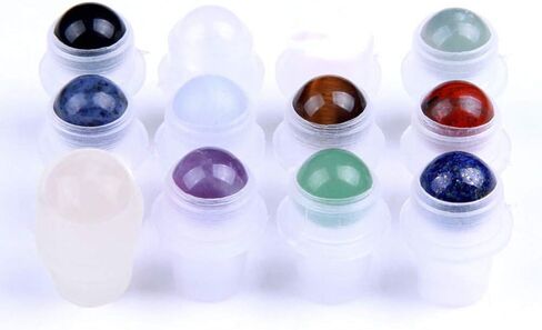 10 Natural Gemstone Roller Balls For Essential Oils,Use of Standard 5ml 10ml Replacement Roller Bottles,Polished Healing Crystal Stones roller Not For Young Living, doTERRA roller bottle-10 Materials in Saudi Arabia
