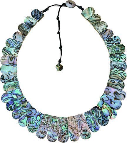 AeraVida Captivating Ocean Abalone Shell Rounded Tassel Graduated Neckline Necklace in Saudi Arabia