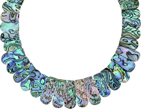 AeraVida Captivating Ocean Abalone Shell Rounded Tassel Graduated Neckline Necklace in Saudi Arabia