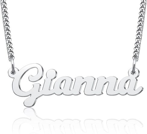 LuxglitterLin Name Necklace Personalized Script Letter Necklace Stainless Steel Cuban Link Chain Christmas Gift Jewelry for Women Men in Saudi Arabia