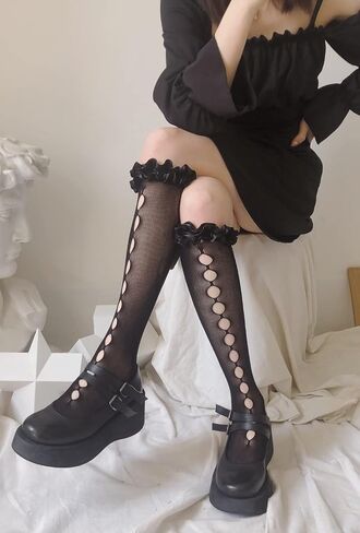 2 زوج المرأة لوليتا جوارب الفخذ العليا الدانتيل يصل فوق الركبة الجوف خارج الجوارب القوطية مثير in Kuwait