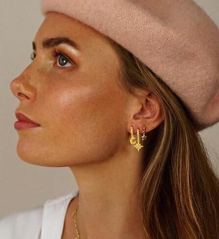 BTOYM أقراط دائرية من الذهب عيار 18 قيراط مطلية بالذهب عيار 925 من الفضة الإسترليني الأنيقة مكعبة الزركونيوم أقراط هوجي هوب كلاسيكية بسيطة مكتنزة للنساء in Kuwait