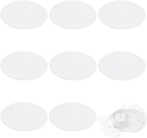 BENECREAT 8Pcs EVA Cloth Round Fascinator Hat Base, White Sinamay Hat Fascinator Base Craft for Millinery Magic, 4.33x0.12inch in Kuwait