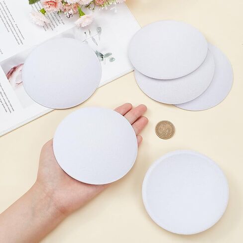 BENECREAT 8Pcs EVA Cloth Round Fascinator Hat Base, White Sinamay Hat Fascinator Base Craft for Millinery Magic, 4.33x0.12inch in Kuwait