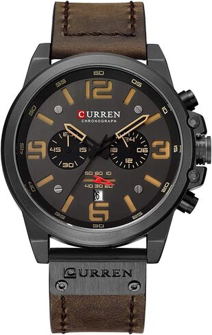 MASTOP Fashion Mens Watch Leather Military Stopwatch Waterproof Chronograph Watch Mens Quartz Watch with Date in Saudi Arabia