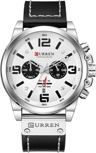 MASTOP Fashion Mens Watch Leather Military Stopwatch Waterproof Chronograph Watch Mens Quartz Watch with Date in Saudi Arabia