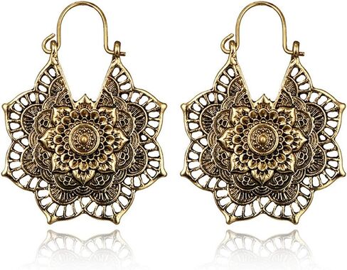 خمر ماندالا زهرة انخفاض أقراط متدلى للنساء فتاة قبلية الجوف زهرة قلادة أقراط القرط كليب, alloy, ذهبي in Kuwait