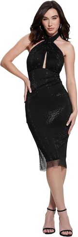 GUESS Women's Sleeveless Rhinestone Halter Dress in Saudi Arabia