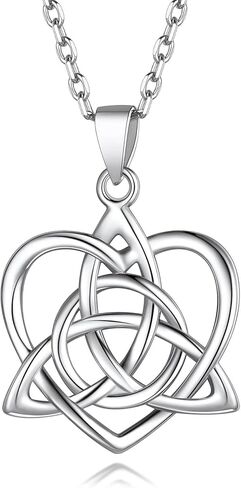 Suplight 925 Stelring Silver Celtic Knot Necklace, Triquetra Heart/Cross Pendant Necklace Irish Jewelry for Women Girls (with Gift Box) in Kuwait