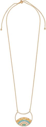 Lucky Brand Beaded Pendant Necklace, Gold, One Size, One Size, Metal, No Gemstone in Kuwait