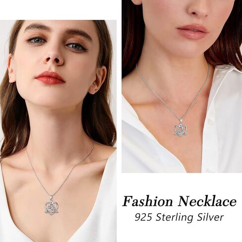 Suplight 925 Stelring Silver Celtic Knot Necklace, Triquetra Heart/Cross Pendant Necklace Irish Jewelry for Women Girls (with Gift Box) in Kuwait