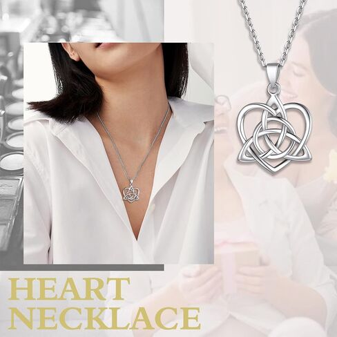 Suplight 925 Stelring Silver Celtic Knot Necklace, Triquetra Heart/Cross Pendant Necklace Irish Jewelry for Women Girls (with Gift Box) in Kuwait