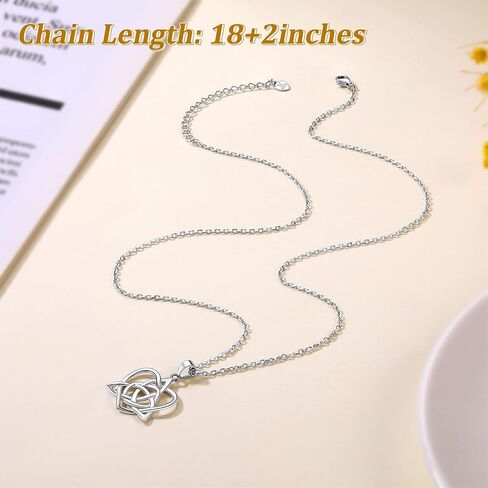 Suplight 925 Stelring Silver Celtic Knot Necklace, Triquetra Heart/Cross Pendant Necklace Irish Jewelry for Women Girls (with Gift Box) in Kuwait