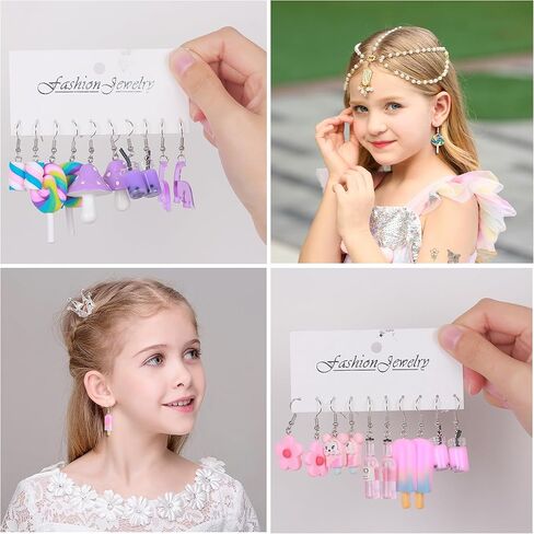 SONNYX 40 زوجًا من الأقراط اللطيفة والغريبة للنساء أقراط كاواي المضحكة أقراط متدلية تشمل كوكب رائد الفضاء والقمر والنجوم وجه الدب وزهور الفطر والأقراط الجمالية الحيوانية السائبة in Kuwait