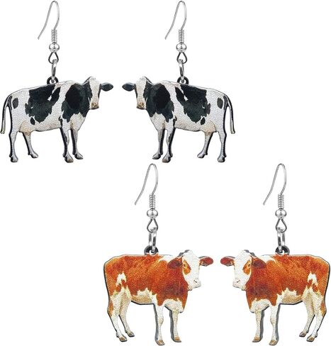 RofYof 2 أزواج من أقراط حيوانات المزرعة الأكريليك مجموعة أقراط أكريليك لطيفة على شكل حيوان لطيف حلزون أوزة بقرة دجاج متدلية أقراط متدلية للنساء والفتيات والأطفال هدايا مجوهرات ساحرة in Kuwait