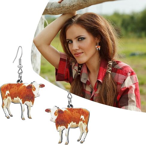 RofYof 2 أزواج من أقراط حيوانات المزرعة الأكريليك مجموعة أقراط أكريليك لطيفة على شكل حيوان لطيف حلزون أوزة بقرة دجاج متدلية أقراط متدلية للنساء والفتيات والأطفال هدايا مجوهرات ساحرة in Kuwait