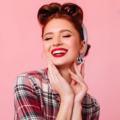 RofYof 2 أزواج من أقراط حيوانات المزرعة الأكريليك مجموعة أقراط أكريليك لطيفة على شكل حيوان لطيف حلزون أوزة بقرة دجاج متدلية أقراط متدلية للنساء والفتيات والأطفال هدايا مجوهرات ساحرة in Kuwait