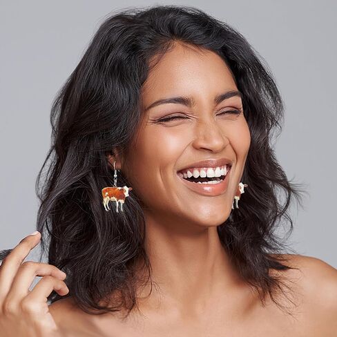 RofYof 2 أزواج من أقراط حيوانات المزرعة الأكريليك مجموعة أقراط أكريليك لطيفة على شكل حيوان لطيف حلزون أوزة بقرة دجاج متدلية أقراط متدلية للنساء والفتيات والأطفال هدايا مجوهرات ساحرة in Kuwait