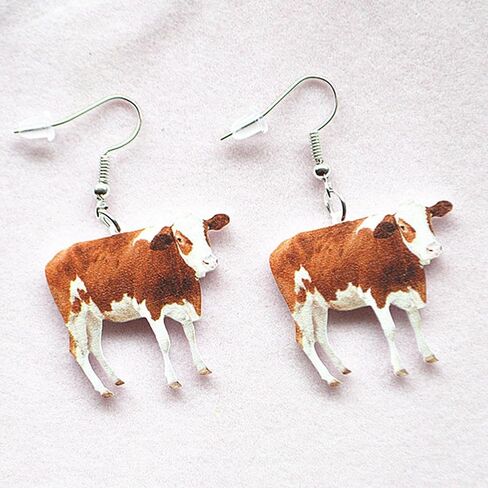 RofYof 2 أزواج من أقراط حيوانات المزرعة الأكريليك مجموعة أقراط أكريليك لطيفة على شكل حيوان لطيف حلزون أوزة بقرة دجاج متدلية أقراط متدلية للنساء والفتيات والأطفال هدايا مجوهرات ساحرة in Kuwait