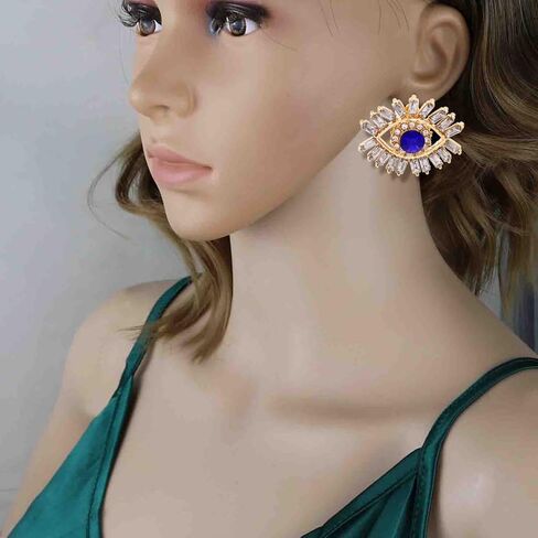 Crystal Evil Eyes Drop Earrings Fashion Unique Abstract Eyes Rhinestone Dangle Earring for Women Girls Exaggerated Jewelry in Kuwait