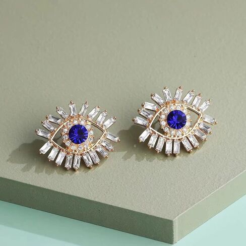 Crystal Evil Eyes Drop Earrings Fashion Unique Abstract Eyes Rhinestone Dangle Earring for Women Girls Exaggerated Jewelry in Kuwait