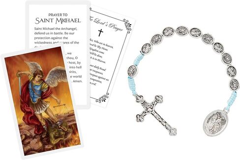 St Michael Rosary - One Decade Pocket Rosary, Wallet Size St Michael Prayer Card, The Lord's Prayer - Saint Michael Single Decade Rosary, Catholic Cards Set - Rosario De Una Decena, 3 Items in Saudi Arabia