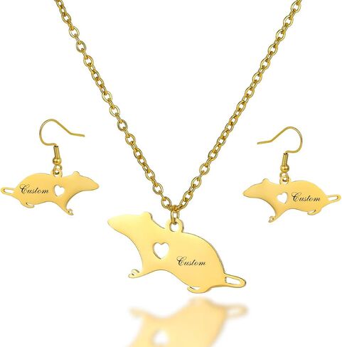 Cute Mouse Accessories Rat Pendant Necklace Animal Stainless Steel Necklace in Saudi Arabia