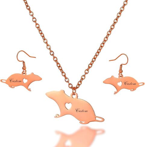 Cute Mouse Accessories Rat Pendant Necklace Animal Stainless Steel Necklace in Saudi Arabia