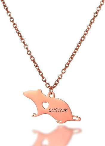 Cute Mouse Accessories Rat Pendant Necklace Animal Stainless Steel Necklace in Saudi Arabia