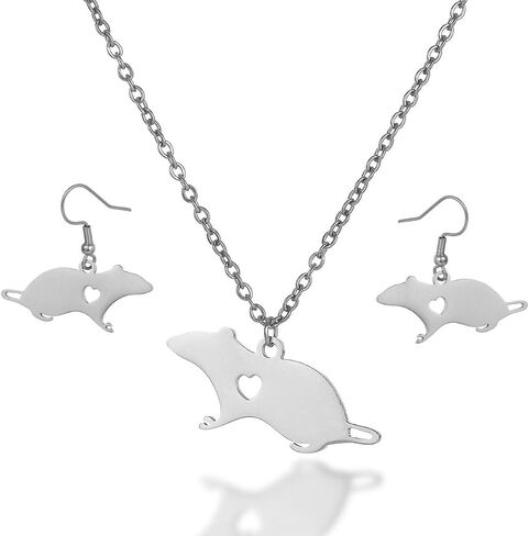 Cute Mouse Accessories Rat Pendant Necklace Animal Stainless Steel Necklace in Saudi Arabia