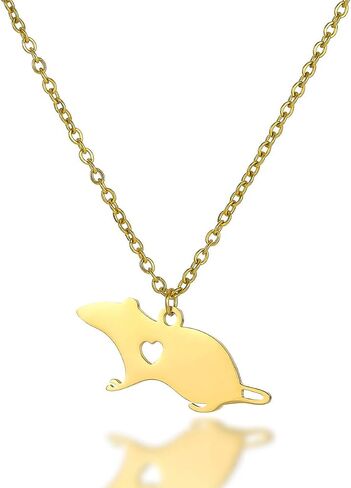 Cute Mouse Accessories Rat Pendant Necklace Animal Stainless Steel Necklace in Saudi Arabia